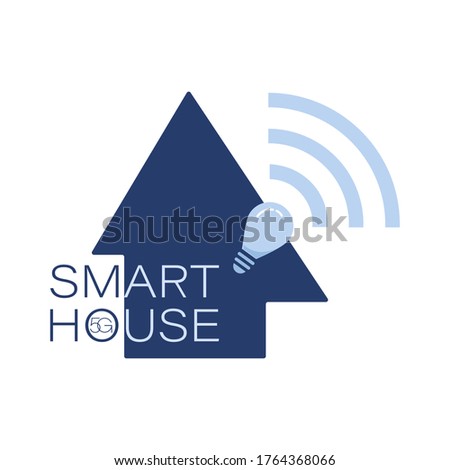 5g. Smart House.Light bulb. Rational use Rational use of electricity, actuation and control. Vector web symbol.