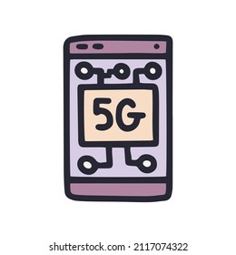 5g smartphone color vector doodle simple icon
