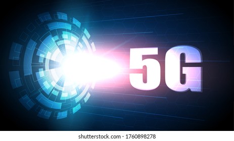 5G speed circuit technology background with hi-tech digital data connection system and computer electronic