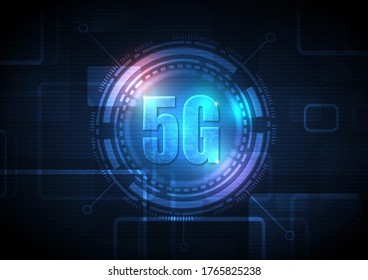5G speed circuit technology background with hi-tech digital data connection system and computer electronic