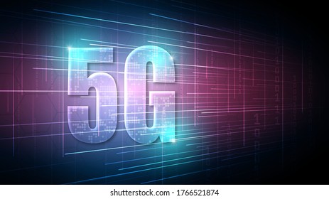 5G speed circuit technology background with hi-tech digital data connection system and computer electronic