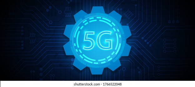 5G speed circuit technology background with hi-tech digital data connection system and computer electronic