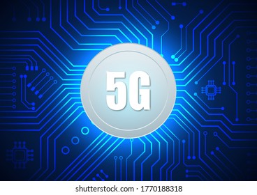 tecnología de circuito de velocidad 5G con sistema de conexión de datos digitales de alta tecnología y electrónica de computadora