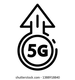 5G speed icon. Outline 5G speed vector icon for web design isolated on white background