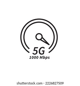 5G Speed test Speedometer internet icon symbol vector on white background. for banner logo website design
