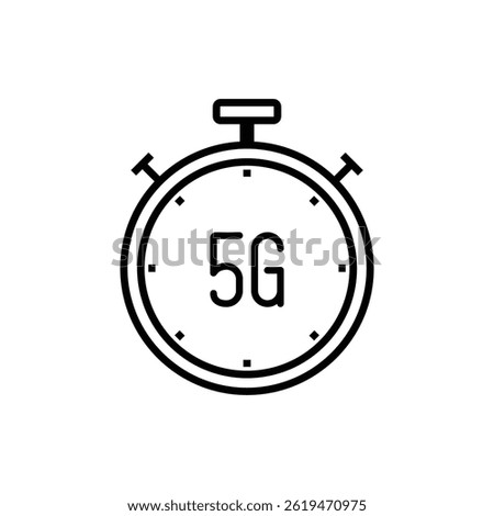 5G speed timer icon. 5G network speed indicator. Vector illustration.