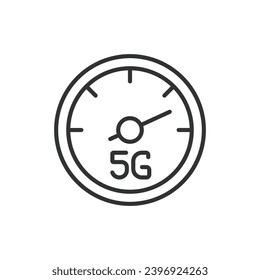 5g velocidades velocímetro diseño de línea de iconos.5g, velocidades, velocímetro, velocidad, icono, móvil, inalámbrico, ilustración de vector de tecnología. 5g velocidades del icono de trazo modificable del velocímetro.