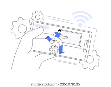 5G sports broadcasting abstract concept vector illustration. Broadcasting a sporting event with 5G technology, video show football match competition, wireless connectivity abstract metaphor.