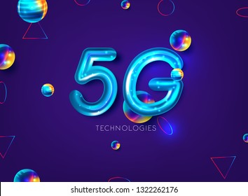 5G standard of modern signal transmission technology. Vector illustration