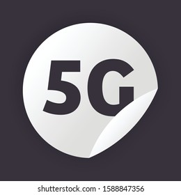 5G sticker online wireless system connection concept fifth innovative generation of high speed internet sign icon mobile telecommunications technology symbol vector illustration