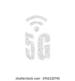 The 5G symbol filled with black dots. Pointillism style. Vector illustration on white background