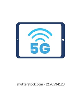 5G tablet. High-speed wifi, wireless network. Symbol of mobile internet technology. Vector illustration.