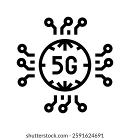 5g technology black line icon