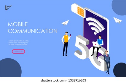 5g technology concept. Can use for web banner, infographics, hero images. Flat isometric vector illustration isolated on white background