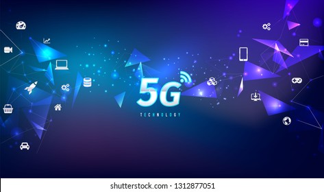 5G Technology Concept Digital Background. Vector Illustration, Great For Technology Or Telecom Innovation Trend.