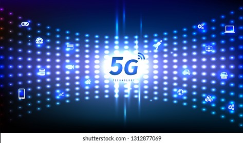 5G Technology concept digital background. Vector Illustration, great for technology or telecom innovation trend.
