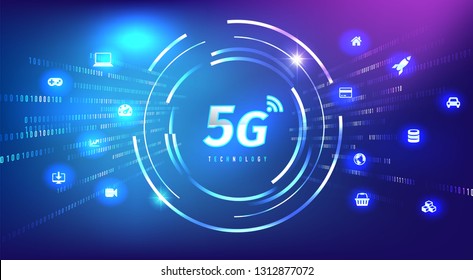 5G Technology concept digital background. Vector Illustration, great for technology or telecom innovation trend.