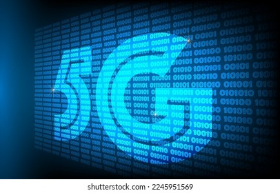 5G Technology concept digital background. 5G network wireless internet Wi-fi connection high speed broadband. Great for technology or telecom innovation trend. Vector Illustration.