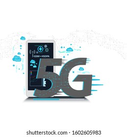 5G technology data communication concept. illustration vector.