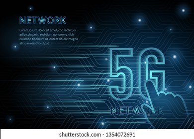 5G technology geometry cross frame line vector futuristic illustration template background with glowing dot. Concept of wireless high speed internet connection.