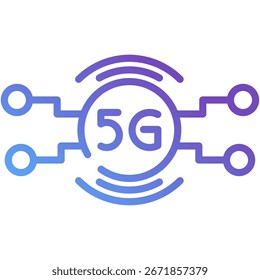 Icono de glifo de gradiente de Tecnología 5G