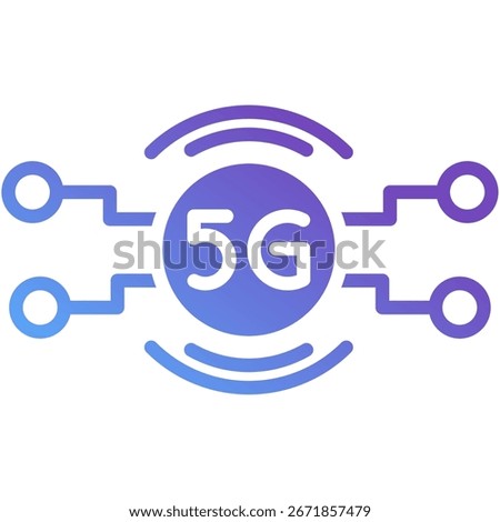 5G Technology Gradient Glyph Icon
