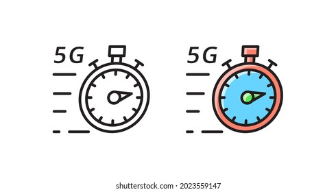 Icono de alta velocidad de tecnología 5G. Infografía vectorial. trazos editables.