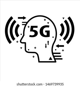 5G Technology Icon. Future telecommunication business web networking concept. 5th Generation Wireless Internet Network Connection Information Technology Illustration.
