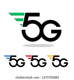 5G technology icon network. Illustration logo 5G internet in Colorful flat style isolated on white background