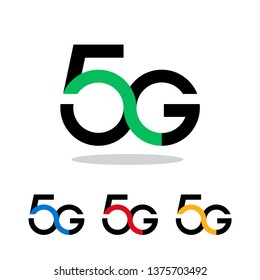5G technology icon network. Illustration logo 5G internet in Colorful flat style isolated on white background