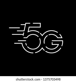 5G technology icon network. Illustration logo 5G internet in line style isolated on black background