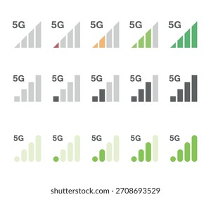 Conjunto de iconos de tecnología 5G, área de cobertura de red 5G