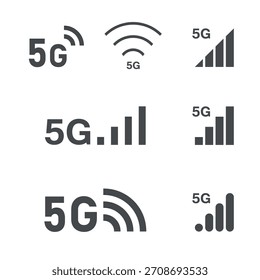 Conjunto de iconos de tecnología 5G, área de cobertura de red 5G