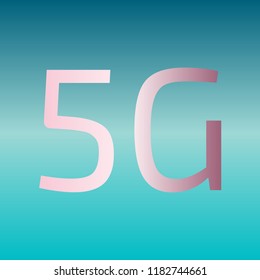 5g technology icon. Vector. Pink bronze gradient icon at turquoise gradient background.