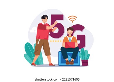 5G Technology Illustration concept. A flat illustration isolated on white background