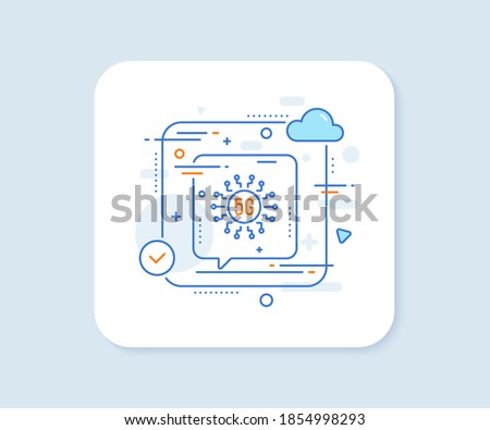 5g technology line icon. Abstract vector button. Wifi wireless network sign. Mobile data transmission symbol. 5g technology line icon. Speech bubble concept. Vector