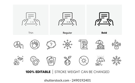 5g technology, Pie chart and Time management line icons. Pack of Feather, Do not touch, Save planet icon. Car insurance, Question mark, Transmitter pictogram. Receive file, Voice wave. Vector