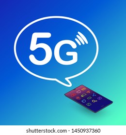 5g Technology, smartphone with 5g symbol vector illustration