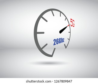 5G Technology with Speedometer speed internet traffic with clock frequency