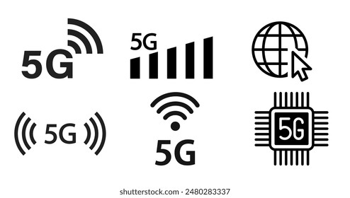 5G technology vector icon set. Outline set of 5G technology icons for web design isolated on white background