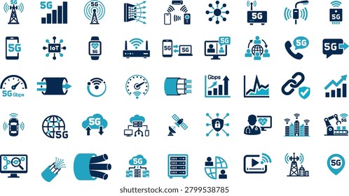 5G Technology Vector Icon Set