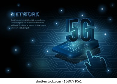 5G technology wifi sim card geometry cross frame line vector futuristic illustration template background with glowing dot. Concept of wireless high speed internet connection.