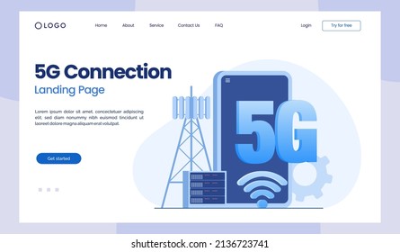 5G technology wifii, fast internet, flat vector template	