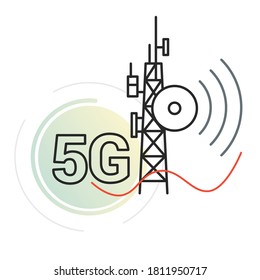5G Telecom Tower Infrastructure - Icon  as EPS 10 File