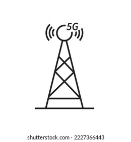 5G Telekommunikations-Turm-Antenne WiFi Internet-Symbol Vektorgrafik auf weißem Hintergrund. für Banner-Logo-Webzeichen