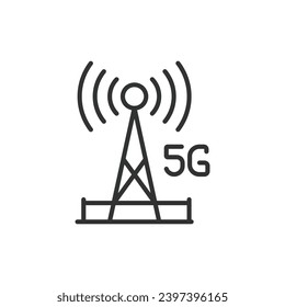 5G Tower icon line design. 5g, tower, icon, mobile, wireless, technology vector illustration. 5G Tower editable stroke icon.