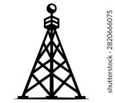 5G tower and wireless communication technology clipart in vector illustration for internet and network themes