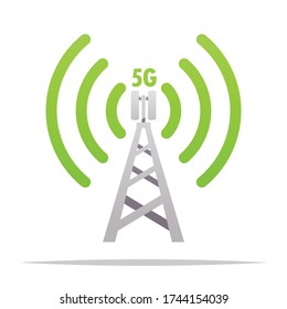 5G transmitter antenna tower vector isolated illustration