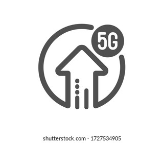 5g Upload Speed Icon. Wireless Technology Sign. Mobile Wifi Internet Symbol. Classic Flat Style. Quality Design Element. Simple 5g Upload Icon. Vector