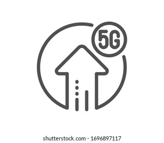 5g Upload Speed Line Icon. Wireless Technology Sign. Mobile Wifi Internet Symbol. Quality Design Element. Editable Stroke. Linear Style 5g Upload Icon. Vector